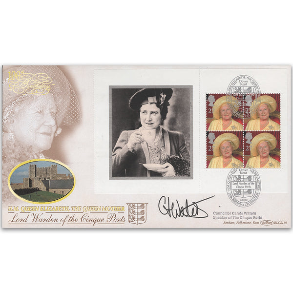2000 Queen Mother's 100th Birthday PSB BLCS - 4 x 27p Pane - Signed by Councillor Carole Waters