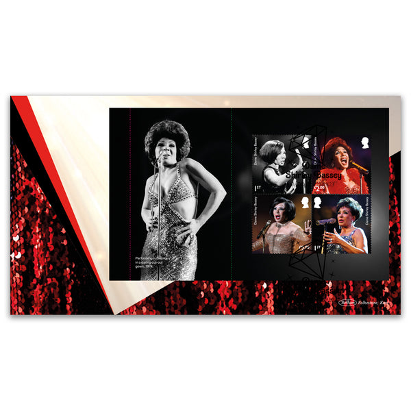 2023 Dame Shirley Bassey PSB BLCS Cover 1 - (P1) 2x1st, 2x£2.00 (B&W Image)