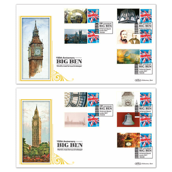 2009 150th Anniversary of Big Ben Commemorative Sheet Pair of Covers
