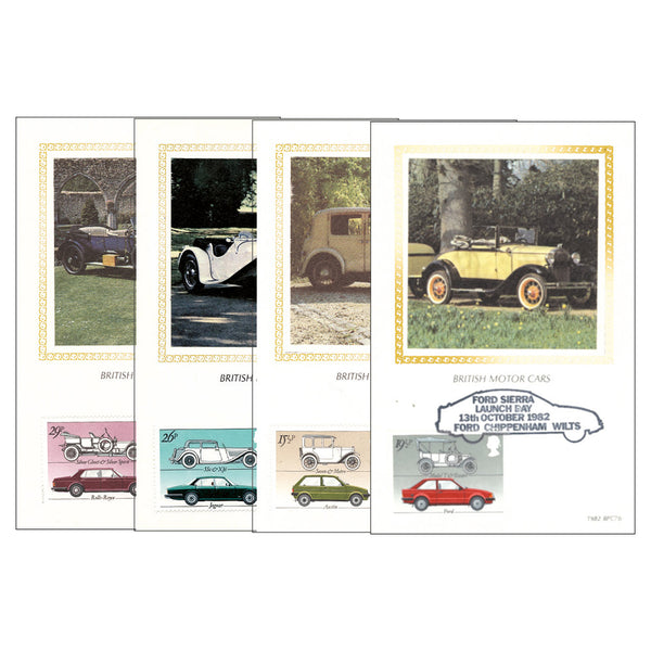 British Motor Cars set of 4 postcards