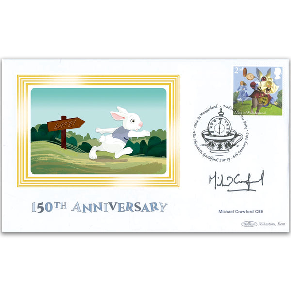 2015 Alice in Wonderland Stamps BS - 2ND Hare - Signed by Michael Crawford CBE