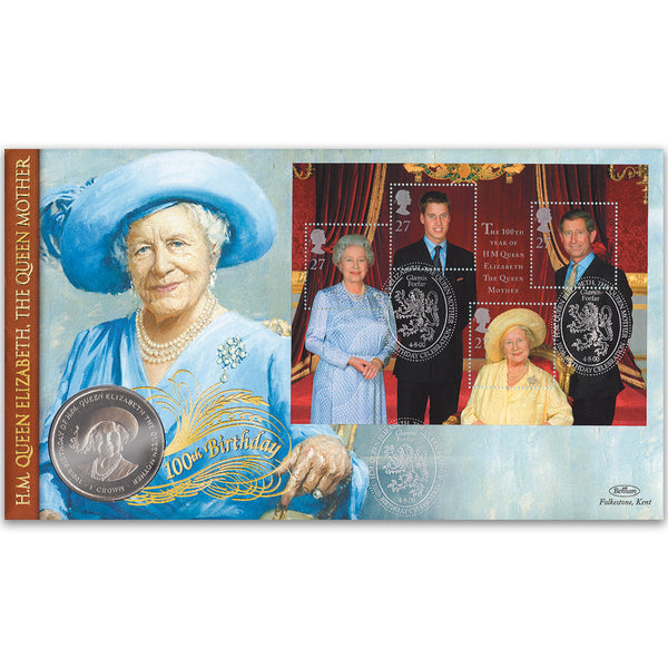 2000 Queen Mother's 100th M/S Coin Cover