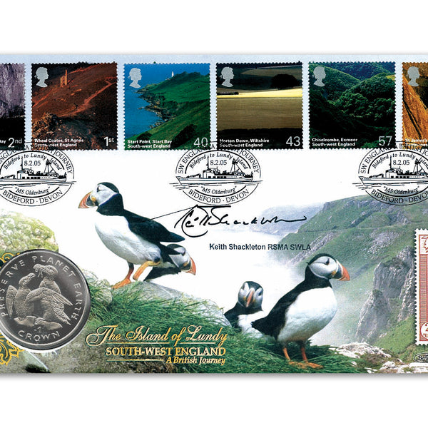 2005 British Journey: South-west England Coin Cover - Signed by Keith Shackleton