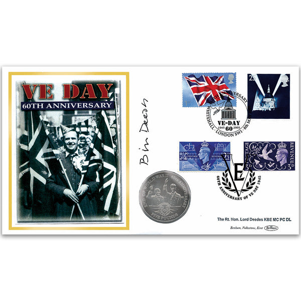 2005 VE Day 60th Coin Cover - Signed by Lord Deedes