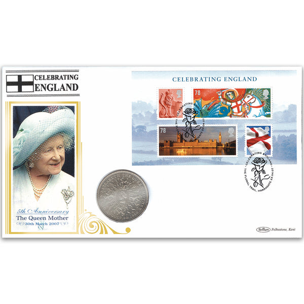 20007 Celebrating England M/S Coin Cover - Queen Mother