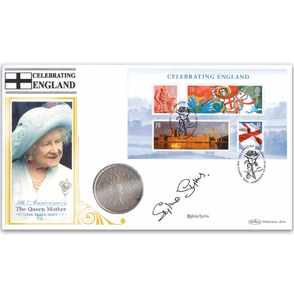 2007 Celebrating England M/S Coin Cover - Signed by Sylvia Syms