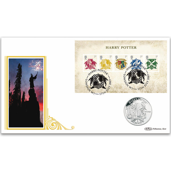2007 Harry Potter M/S Coin Cover - Isle of Man Harry Potter Crown Coin