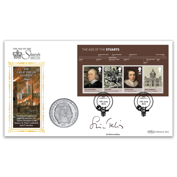 2010 House of Stuarts M/S Coin Cover - Signed Sir Simon Jenkins