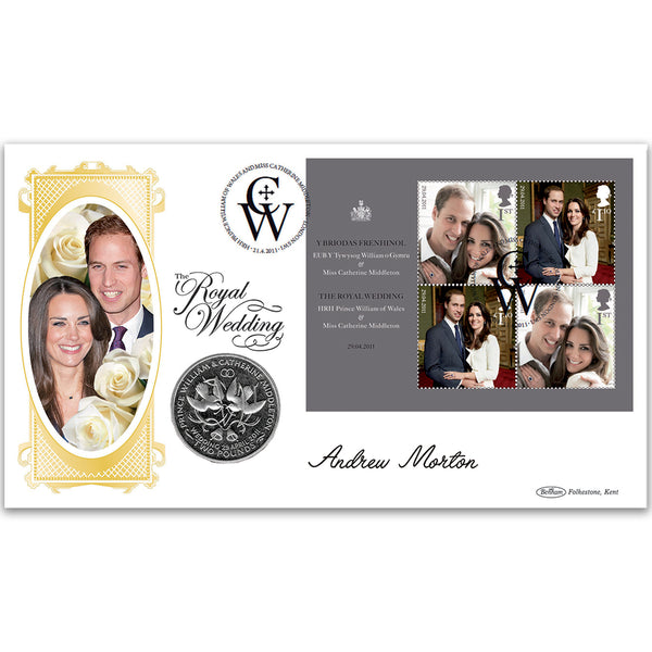 2011 Royal Wedding M/S Coin Cover Signed Andrew Morton