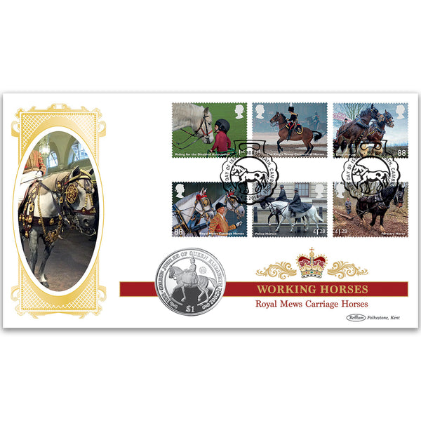 2014 Working Horses Stamps Coin Cover