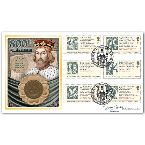 2015 Magna Carta 800th Anniv. Coin Cover Sig Terry Jones