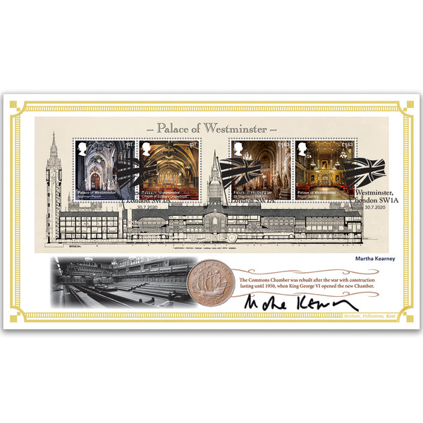 2020 Palace of Westminster M/S Coin Cover Signed Martha Kearney