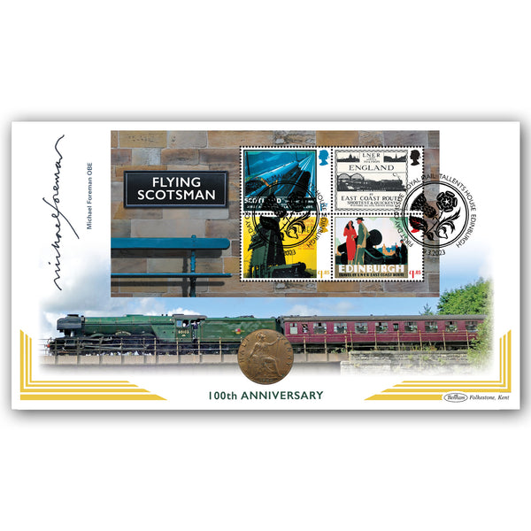 2023 Flying Scotsman M/S Coin Cover Signed Michael Foreman
