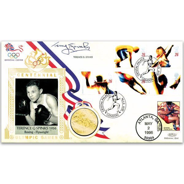 1996 Olympics Coin Cover - Signed Terry Spinks