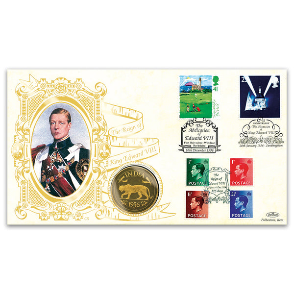 1996 Edward VIII Empire India Crown Coin Cover