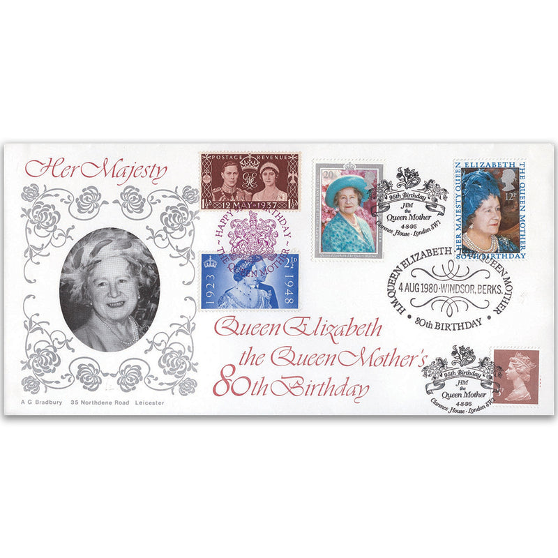 1980 Queen Mother's 80th LFDC - Windsor - Doubled 1995