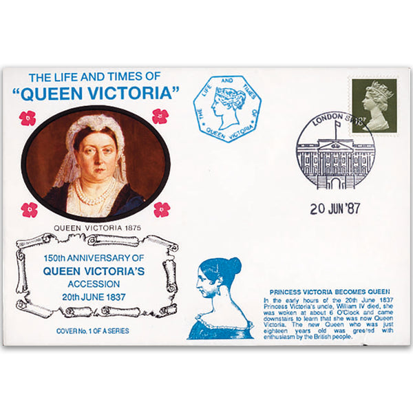1987 LTQV - 150th Anniversary of Queen Victorias Accession - London SW1 handstamp