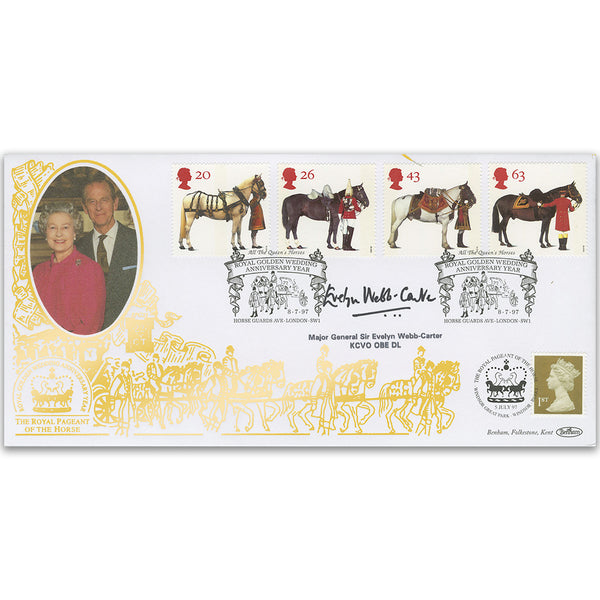1997 All the Queen's Horses Special Gold Cover - Signed by Major General Sir Evelyn Webb-Carter