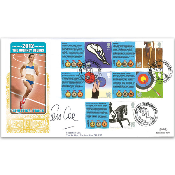 2009 Olympic and Paralympic Games Comm. Sheet. 1 Special Gold - Cover 1 - Signed by Lord Coe