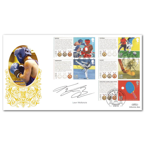 2010 Olympic & Paralympic Games Comm. Sheet II Special Gold - Cover 1 - Signed by Leon McKenzie