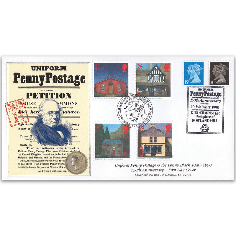 1997 Sub-Post Offices & Penny Black 150th Uniform Penny Postage Cover