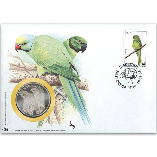 2003 Mauritius - Parakeet WWF Medal Cover