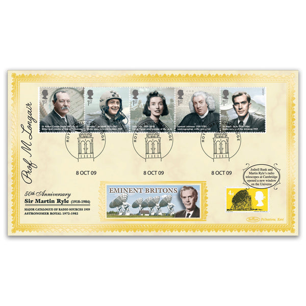 2009 Eminent Britons Stamps BLCS 2500 Cover 2 Signed Prof. Malcolm Longair