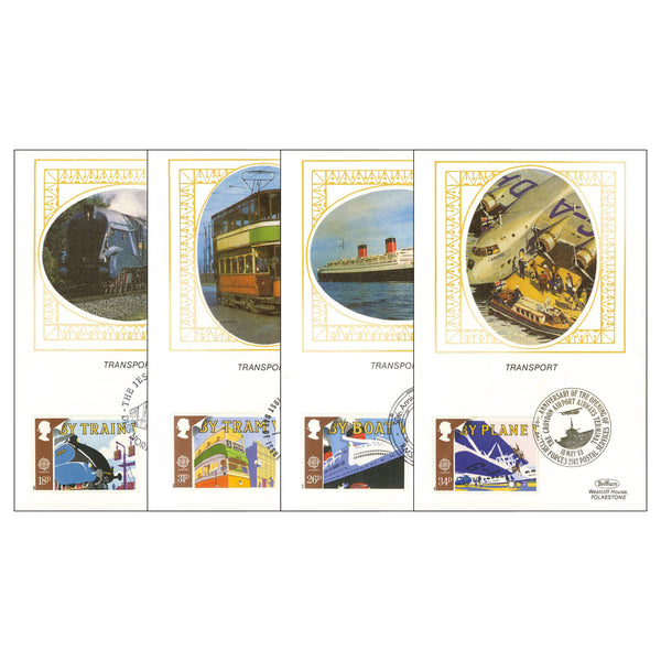 1988 Transportation and Communications Benham Postcards Set of 4