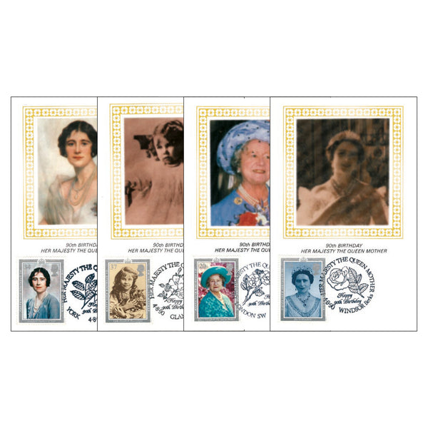1990 HM The Queen Mother's 90th Benham Postcards - Dbld 2002