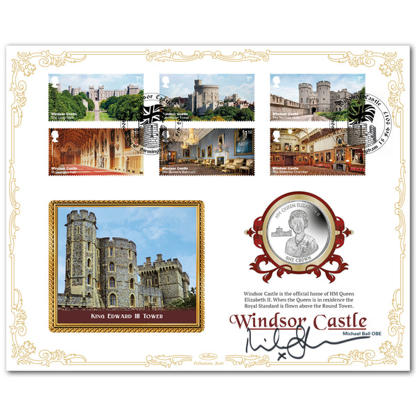 2017 Windsor Castle Stamps Coin Cover Signed Michael Ball OBE
