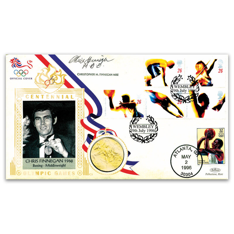1996 Olympic Coin Cover - Signed Chris Finnegan_C96/03SG