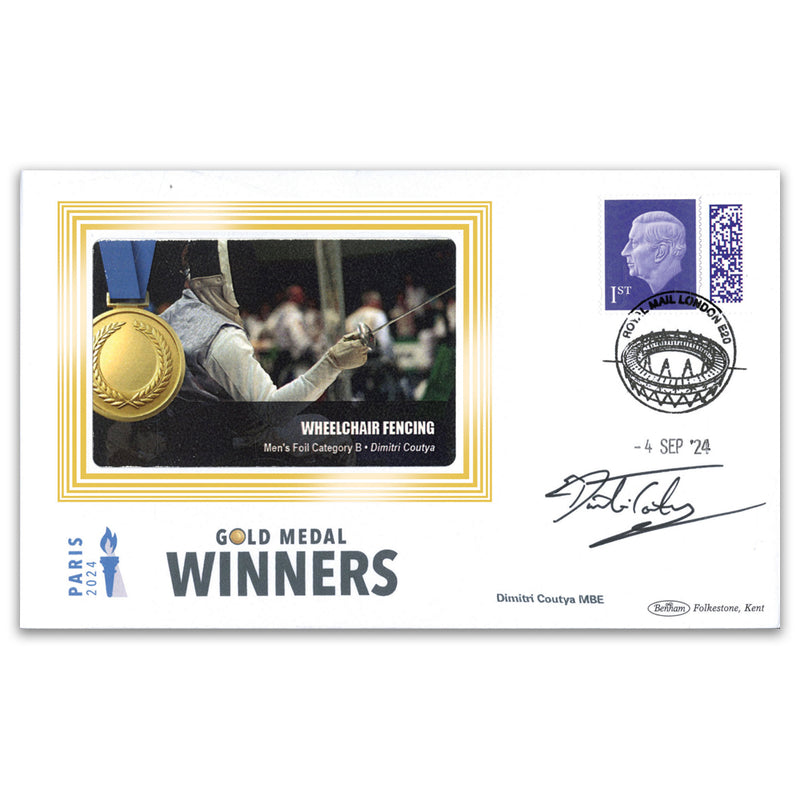 2024 Gold Medal Winners - Wheelchair Fencing - Men's Foil Category B Signed Dimitri Coutya MBE