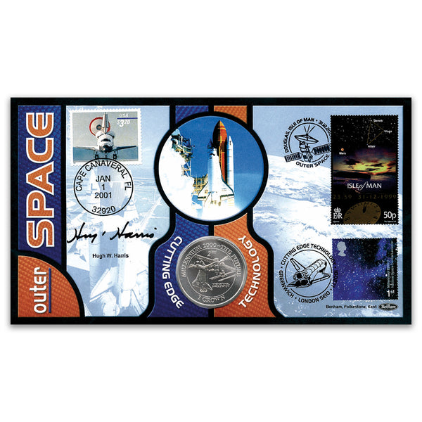 2000 Outer Space IoM Coin Cover - Signed by Hugh W. Harris