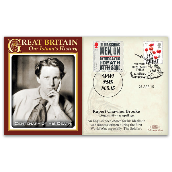 2015 100th Anniversary Death of Rupert Brooke - Doubled WWI 14.5.15