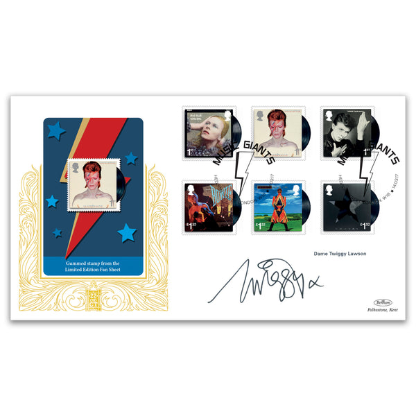 2017 David Bowie Stamps GOLD 500 Signed Dame Twiggy Lawson_GOLD702S