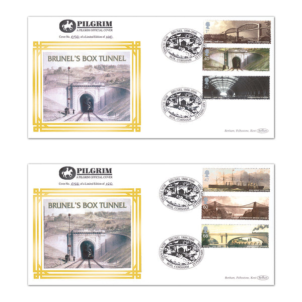 2006 Brunel Stamps Pilgrim Pair of Covers - Box