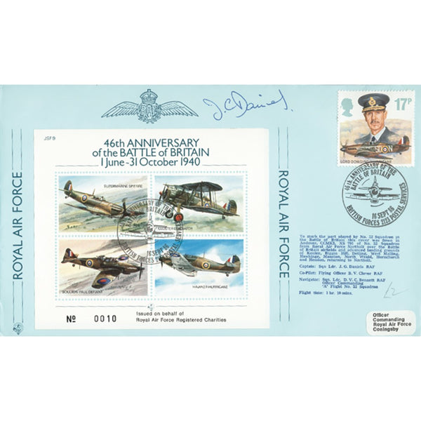 1986 Battle of Britain 46th - Flown and signed by pilot J G Daniels
