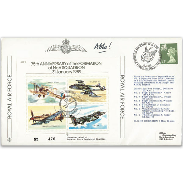 1989 75th Anniversary No.6 Squadron - Flown and Signed by N Abbott
