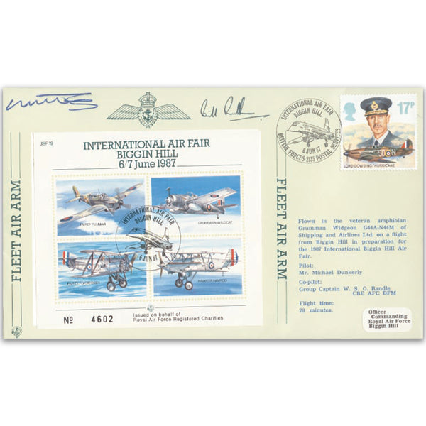 1987 Biggin Hill Air Fair - Flown cover signed by M Dunkerly and W Randle