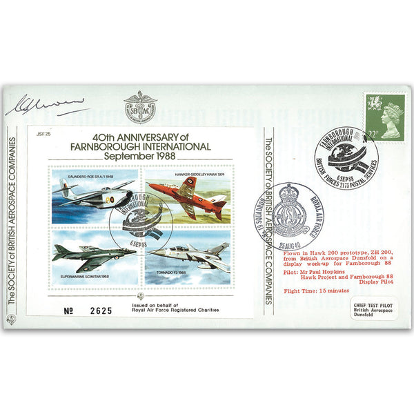 1988 Farnborough 40th - Flown cover signed by G Unwin DSO