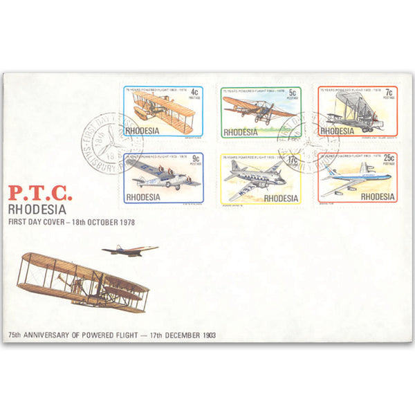 1975 Rhodesia, 75th Anniversary of Powered Flight cover