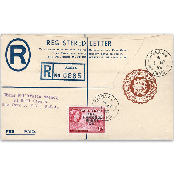 1958 Ghana Independence Registered Cover