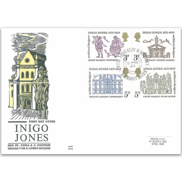 1973 Inigo Jones 400th Benham Engraved Cover