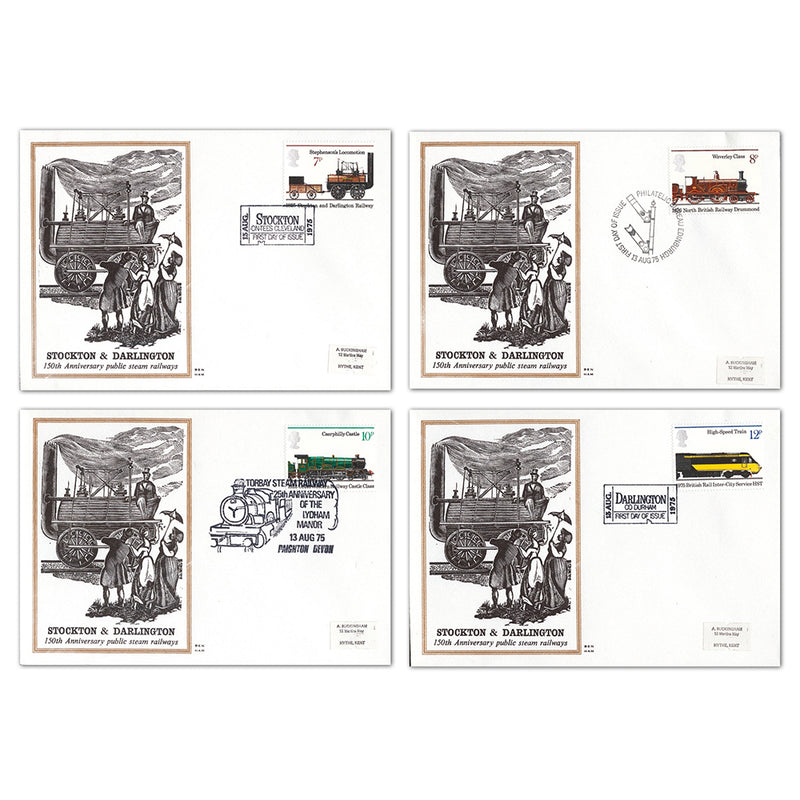 1975 Public Railways Benham Engraved Covers - Set of 4