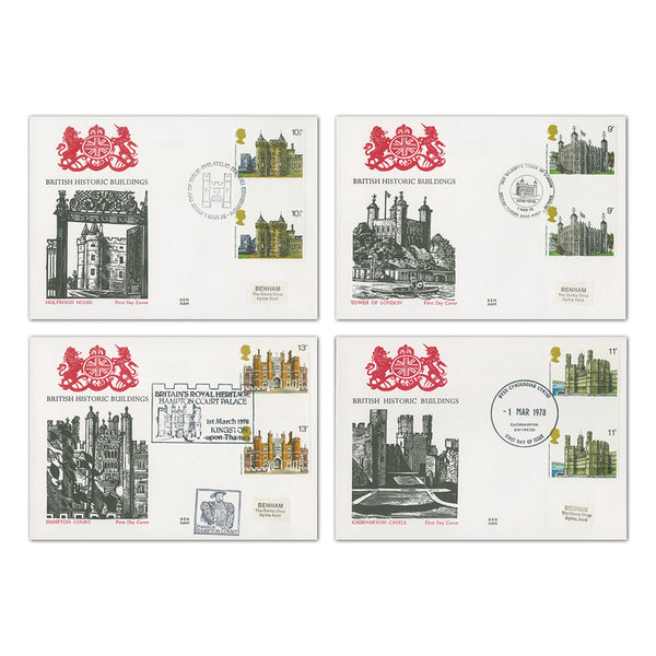1978 Historic Buildings - Gutter Pairs - Benham Engraved Covers - Set of 4