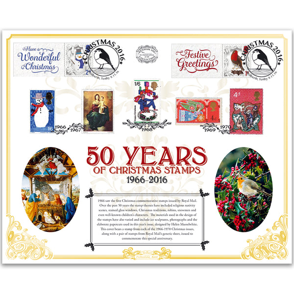 2016 50 Years of Christmas Stamps Benham 100 Cover
