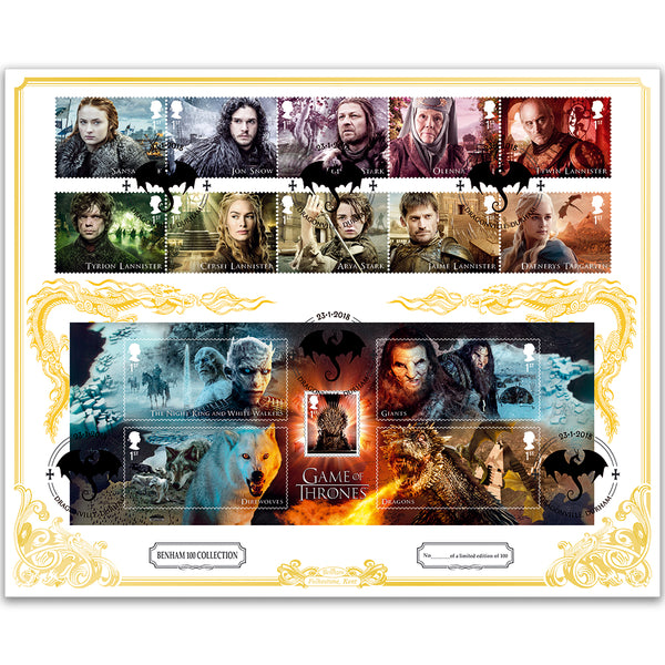 2018 Game of Thrones Stamps - 'Benham 100' Cover