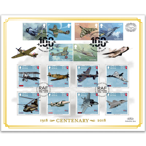 2018 RAF Centenary Stamps 'Benham 100' Cover