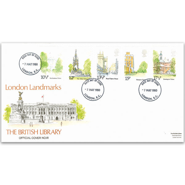 1980 London Landmarks British Library Cover - Hand-coloured