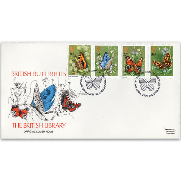 1981 Butterflies British Library Cover - Hand-coloured